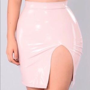 Vinyl Split Mini Skirt